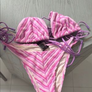 Triangl Pink and Purple Striped Bikini Set